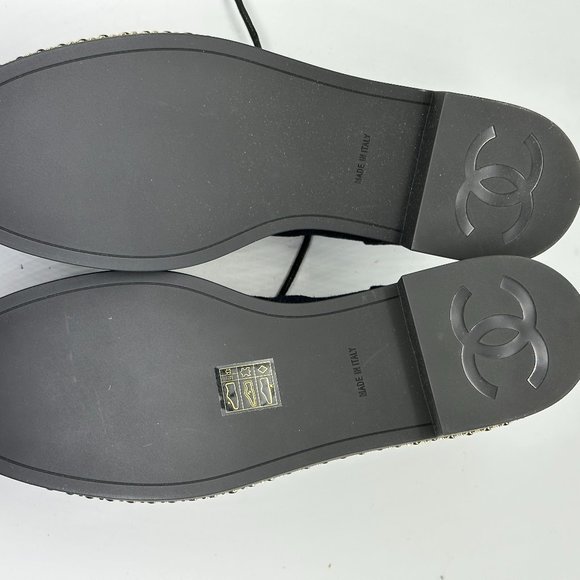 CHANEL 20K Denim Leather Chain Cap Toe Lace Up Oxford Heels Loafers Shoes - Picture 15 of 16